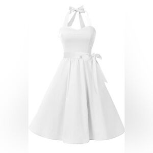 Elegant White Halter Dress